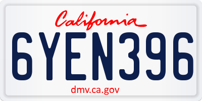 CA license plate 6YEN396