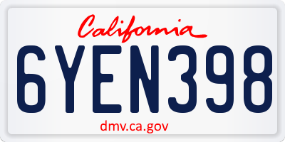 CA license plate 6YEN398