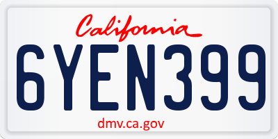 CA license plate 6YEN399