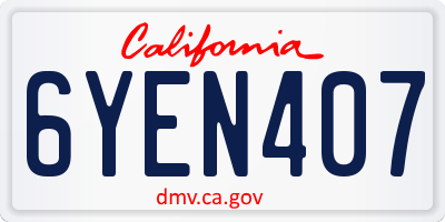 CA license plate 6YEN407