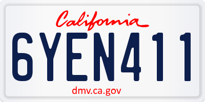 CA license plate 6YEN411