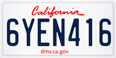 CA license plate 6YEN416