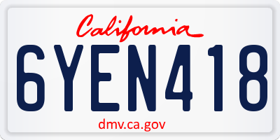 CA license plate 6YEN418