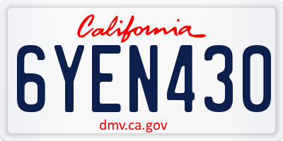 CA license plate 6YEN430