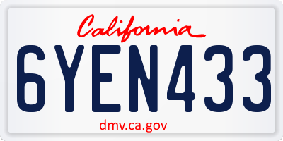 CA license plate 6YEN433