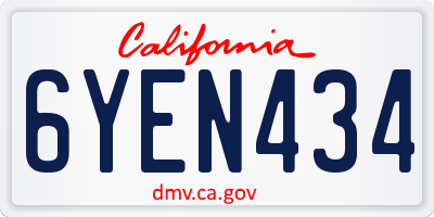 CA license plate 6YEN434