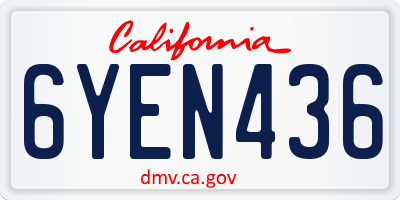 CA license plate 6YEN436