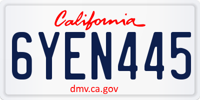 CA license plate 6YEN445