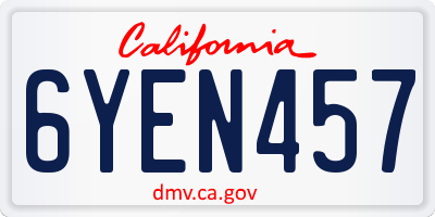 CA license plate 6YEN457