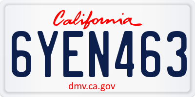 CA license plate 6YEN463