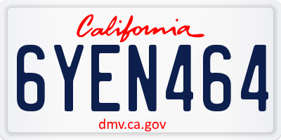 CA license plate 6YEN464