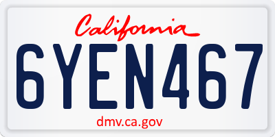 CA license plate 6YEN467
