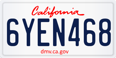 CA license plate 6YEN468