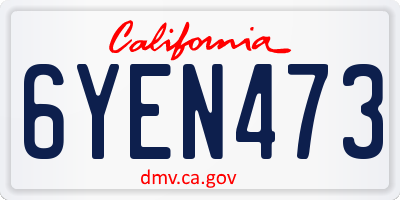 CA license plate 6YEN473