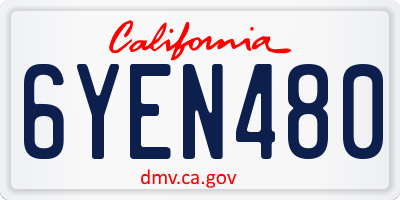CA license plate 6YEN480