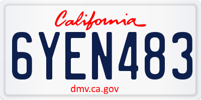 CA license plate 6YEN483