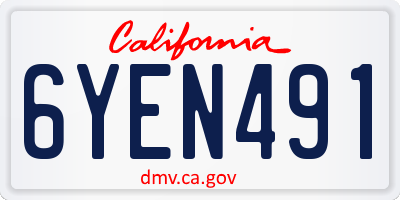 CA license plate 6YEN491