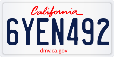 CA license plate 6YEN492