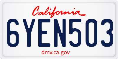 CA license plate 6YEN503