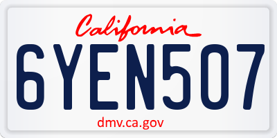 CA license plate 6YEN507
