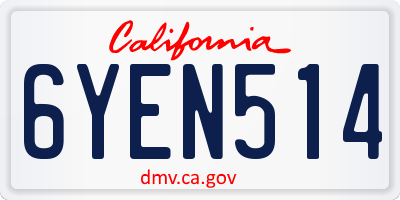 CA license plate 6YEN514