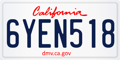 CA license plate 6YEN518