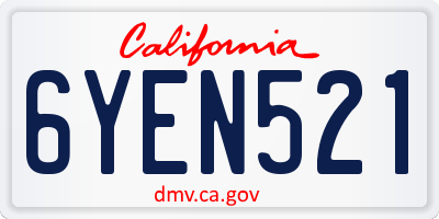 CA license plate 6YEN521