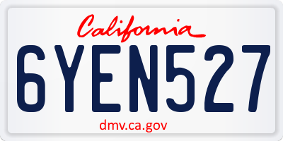 CA license plate 6YEN527