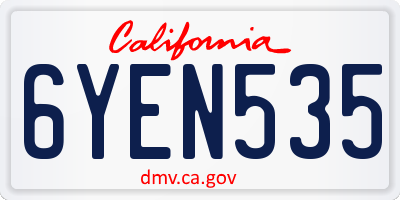 CA license plate 6YEN535