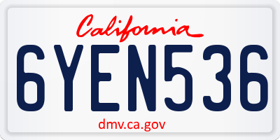 CA license plate 6YEN536