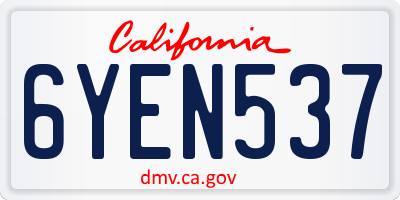 CA license plate 6YEN537