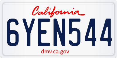 CA license plate 6YEN544