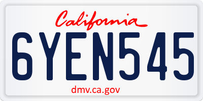 CA license plate 6YEN545
