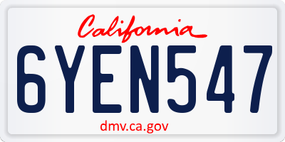 CA license plate 6YEN547