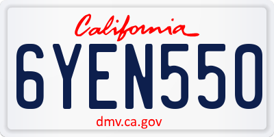 CA license plate 6YEN550