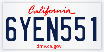 CA license plate 6YEN551