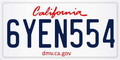 CA license plate 6YEN554