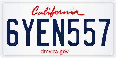 CA license plate 6YEN557