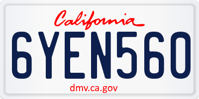 CA license plate 6YEN560