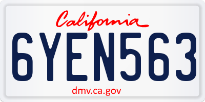 CA license plate 6YEN563