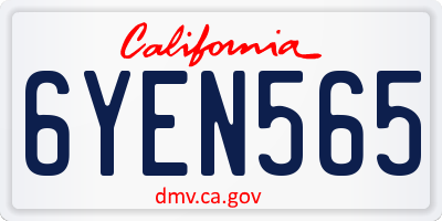 CA license plate 6YEN565