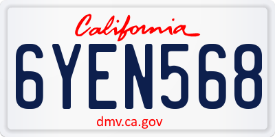 CA license plate 6YEN568