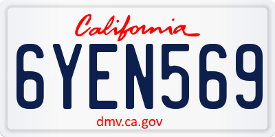 CA license plate 6YEN569