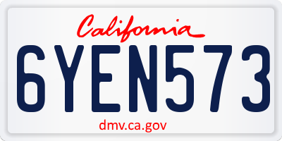 CA license plate 6YEN573