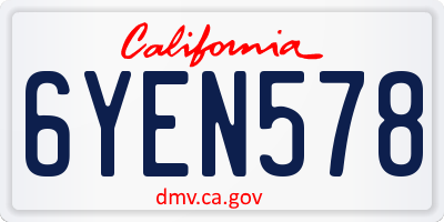 CA license plate 6YEN578