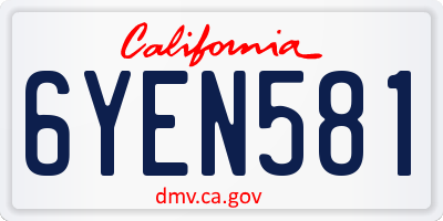 CA license plate 6YEN581