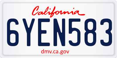 CA license plate 6YEN583
