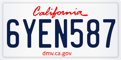 CA license plate 6YEN587