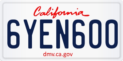 CA license plate 6YEN600