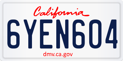 CA license plate 6YEN604